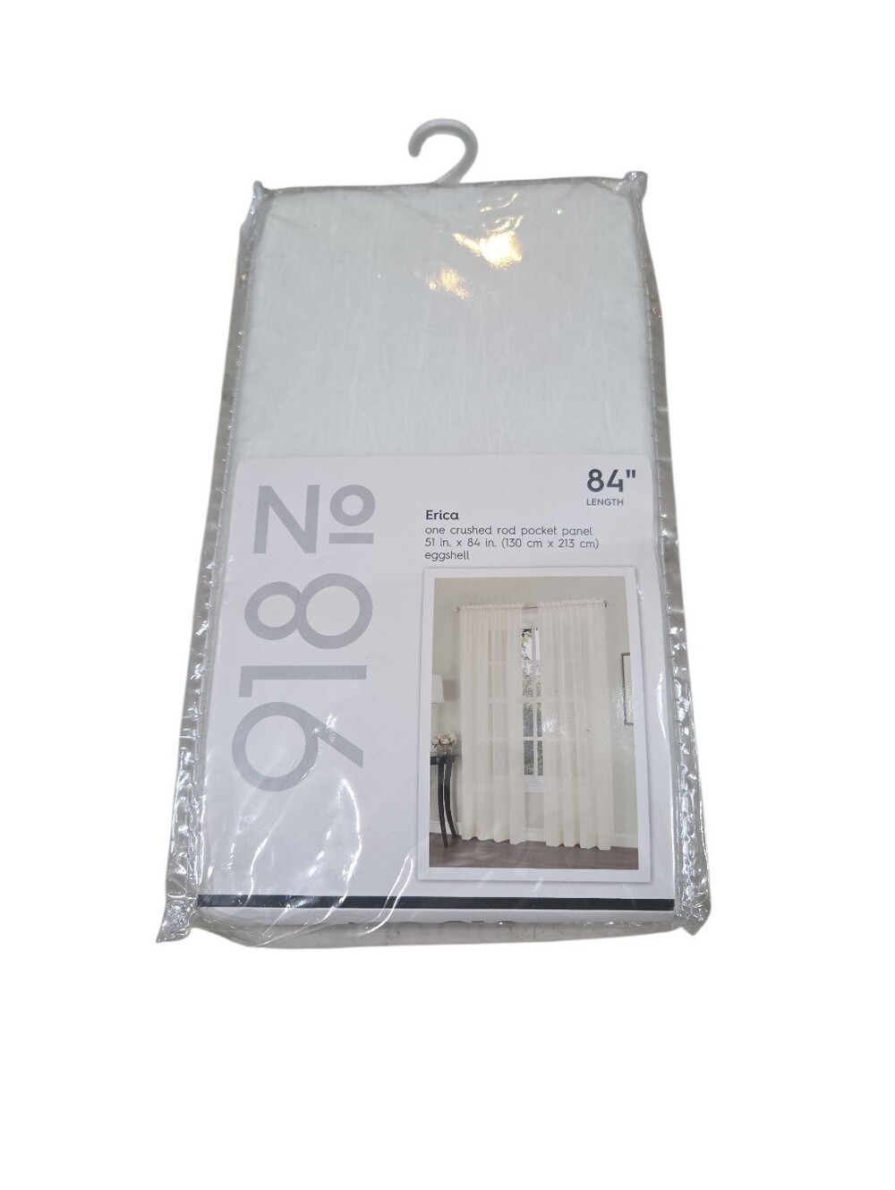 No 918 Erica Eggshell Crushed Rod Pocket Curtain Panel measuring 51 in x 84
